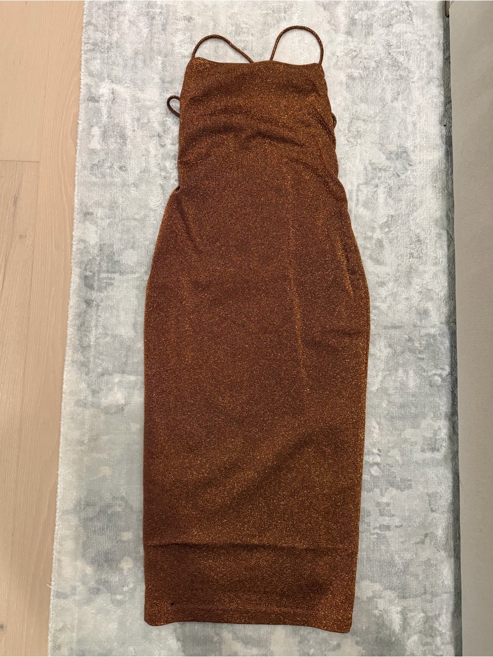 bec + bridge Copper Sparkle Midi Slip Dress